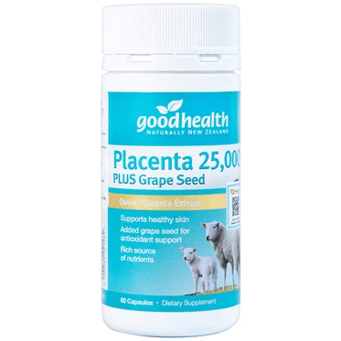 Viên uống nhau thai cừu Placenta 25000 Good Health hỗ trợ làm đẹp da, chống oxy hóa (60 viên)